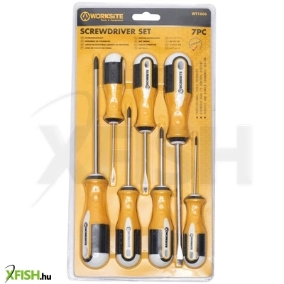 Worksite wt1606 csavarhúzó készlet, 7db, lapos és phillips csillag fejek, mágneses, edzett