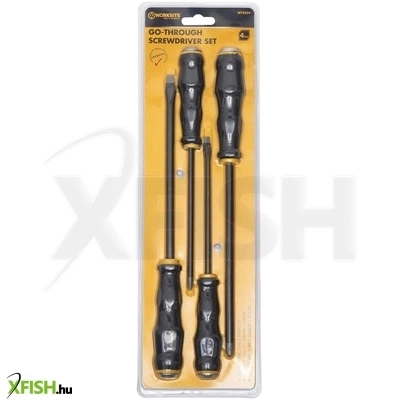 Worksite wt2024 átmenő csavarhúzó készlet, hosszú szárú, 4db, lapos és csillag fejek, mágneses és edzett