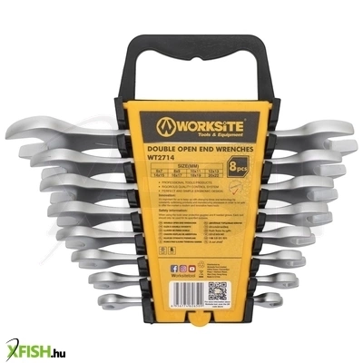 Worksite wt2714 mindkét végén nyitott villáskulcs készlet, 8db, cr-v acél, praktikus tároló