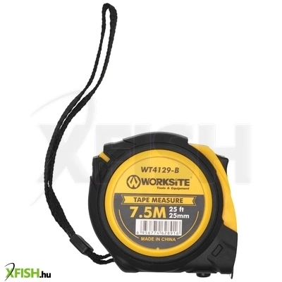 Worksite wt4129-b professzionális mérőszalag, 7.5m hosszú, 25mm széles, két féle reteszelés, övcsipesz, gumírozott
