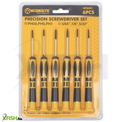 Worksite wt8091 műszerész csavarhúzó készlet, 6db, lapos és phillips csillag fejek, precíziós feladatokhoz