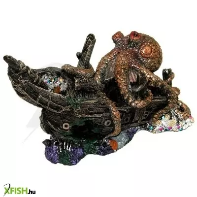 Yusee poppy pet polipos hajó akvárium dekoráció - ym-0815 yusee (30x14x19cm)