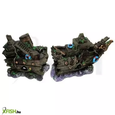 Yusee poppy pet hajóroncs akvárium dekoráció kétrészes - ym-801 yusee (össz. 53x13x21cm)