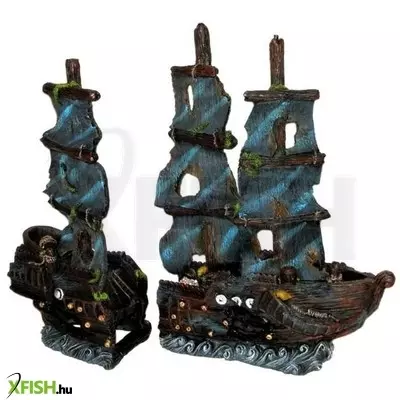 Yusee poppy pet hajóroncs akvárium dekoráció kétrészes - ym-836a yusee (össz. 61x14x53cm)