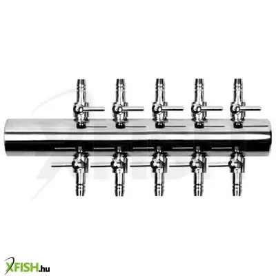 Happet csapos levegőelosztó fém 10 ágú (18mm be, 4/6mm ki) - nagy pumpához