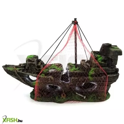 Halászhajó-roncs akvárium dekoráció - zd-089 chicos (39x12x24cm)
