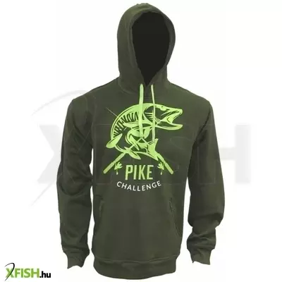 Zfish Hoodie Pike Challenge Csuka mintás kapucnis pulóver zöld M