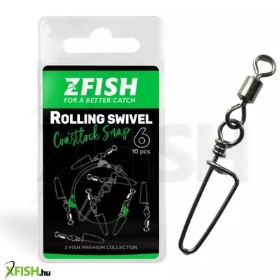 Zfish Rolling Swivel Coastlock Snap Forgós Kapocs 12-es 18Kg 10db/csomag