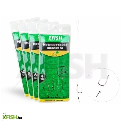 Zfish Method Feeder Rig Spike Fc Előkötött Horog 10cm 0.16mm 14-es 5db/csomag