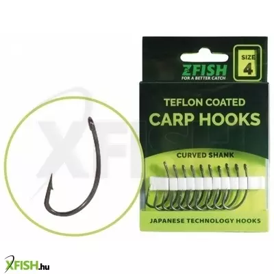 Zfish Teflon Hooks Curved Shank Pontyozó horog méret 8 10 db/csomag