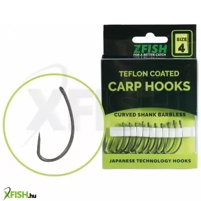 Zfish Teflon Hooks Curved Shank Barbless Pontyozó Szakáll nélküli horog méret 6 10 db/csomag
