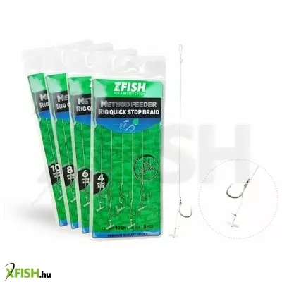 Zfish Method Feeder Rig Fonott Zsinóros Ekőkötött Horog 10-es 5db/csomag