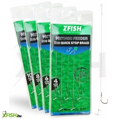 Zfish Method Feeder Rig Fonott Zsinóros Ekőkötött Horog 12-es 5 db/csomag