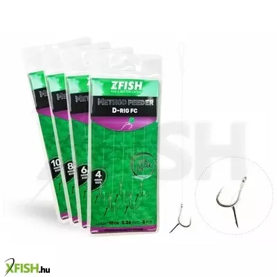 Zfish Method Feeder Monofil Zsinóros Előkötött Horog 4-es 5db/csomag