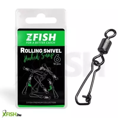 Zfish Rolling Swivel Hooked Snap Forgós Kapocs 14-es 16Kg 10db/csomag
