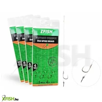 Zfish Method Feeder Rig Fonott Zsinóros Csalitüskés Horog 6-os 5db/csomag