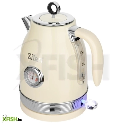 Zilan zln1184 retró vízforraló, 2200 w, 1,7 literes, hőmérsékletkijelzés, 360°-ban forgatható állvány, fehér