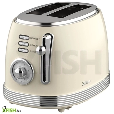 Zilan zln1191 retró kenyérpirító, 850 w, 6 fokozat, 2 szeletes, stop funkció, morzsatálca, bézs