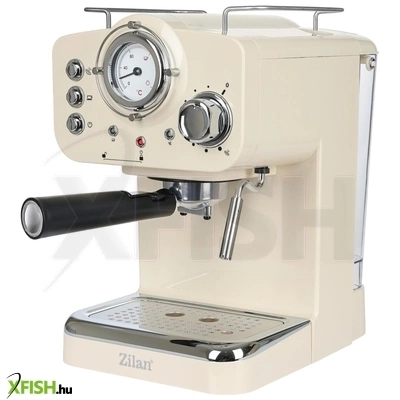 zilan zln2992 retró eszpresszó kávéfőző, 1100 w, 15 bar, 1,25 liter kapacitás, tejhabosító, bézs