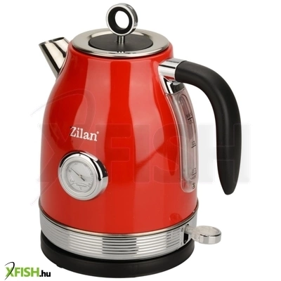 Zilan zln7033 retró vízforraló, 2200 w, 1,7 liter, hőmérsékletkijelzés, 360°-ban forgatható, piros