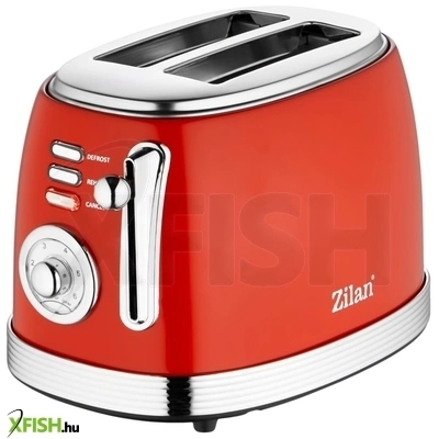 Zilan zln7040 retró kenyérpirító, 850 w, 6 fokozat, 2 szeletes, stop funkció, piros