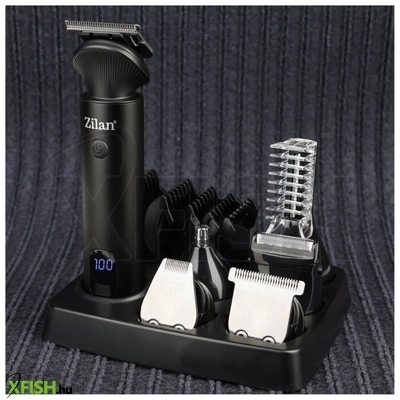 Zilan zln8672 zeus haj- és testszőrnyíró készlet, rozsdamentes acél penge, 15 féle tartozék fej, LED kijelző, alumínium ház