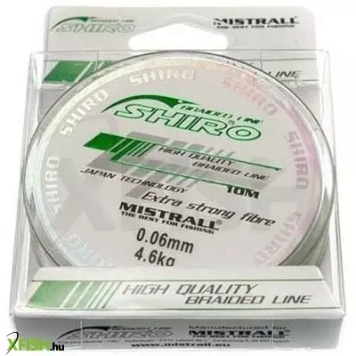 Mistrall Shiro X4 Green Fonott Előkezsinór 10m 0,04mm 2,94Kg