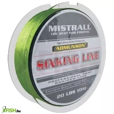 Mistrall Admunson Sinking Line Fonott Előkezsinór Green Zöld 10 m 25 Lbs