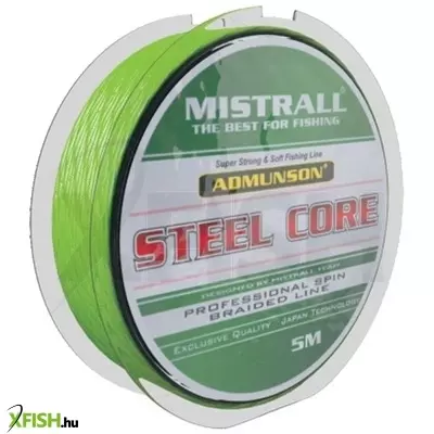Mistrall Admunson Steel Core Green Fonott Előkezsinór Zöld 5m 0,11mm 12,5Kg