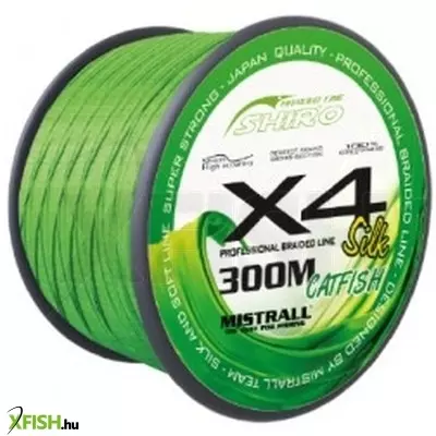 Mistrall Shiro Silk Braided Line X4 Fonott harcsázó zsinór - Green Catfish Zöld 300M 0,40mm 48,2Kg