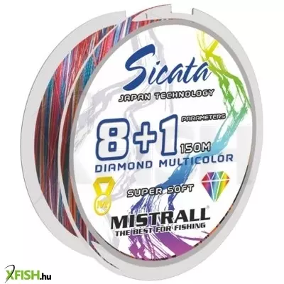 mistrall sicata 8+1 blm fonott zsinór színes 150m 0.12mm 11.20kg